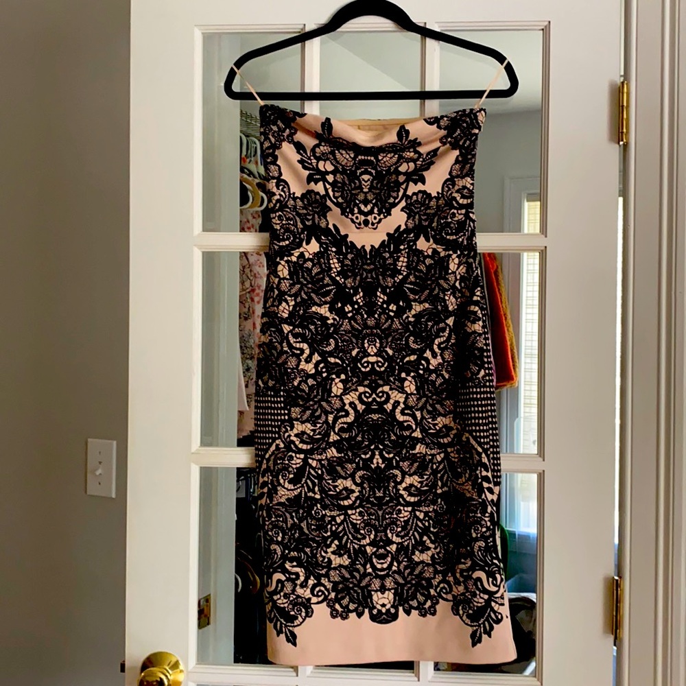 MIDI pull on strapless dress